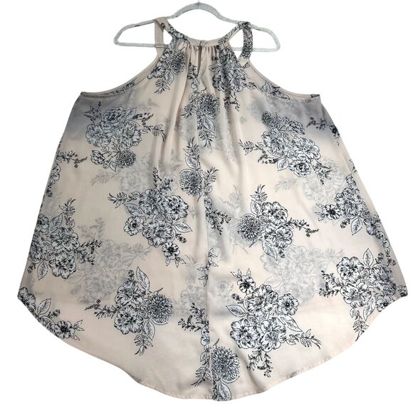 Torrid Womens 3X Floral Halter Hilo Top Blush Black Sleeveless Swing Whimsical - Picture 3 of 9